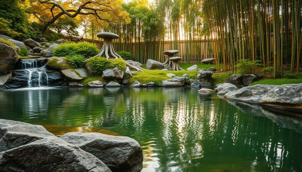 Wasser und Stein im japanischen Garten