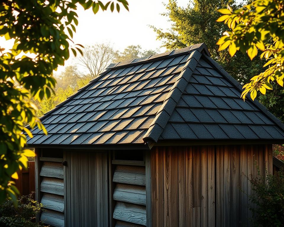 Bitumenschindeln auf Gartenhausdach