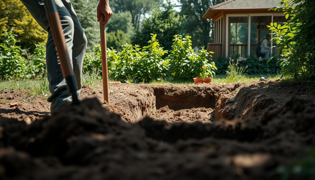 Grabenarbeiten für ein Fundament