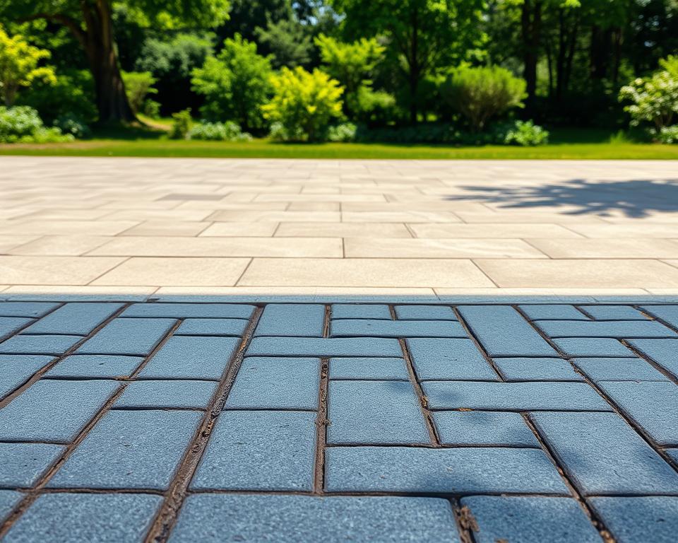 Beton und Pflastersteine als Bodenbelag