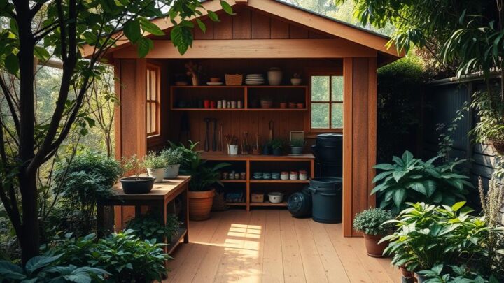 Bodenbedeckung in der Gartenhütte