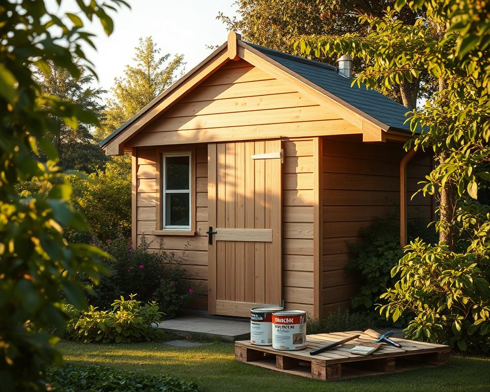 Farbauftrag Gartenhaus