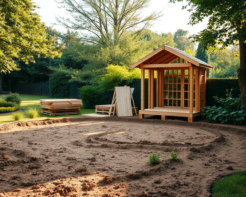 Bauplatzvorbereitung für Gartenhaus