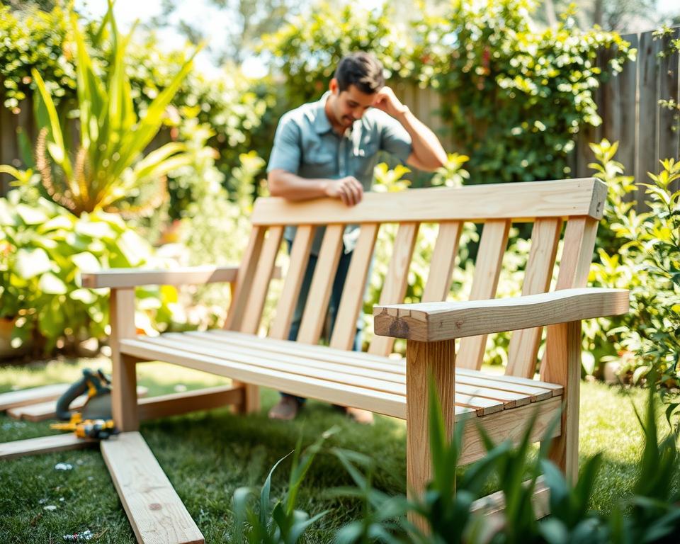 Gartenbank selber bauen Rückenlehne