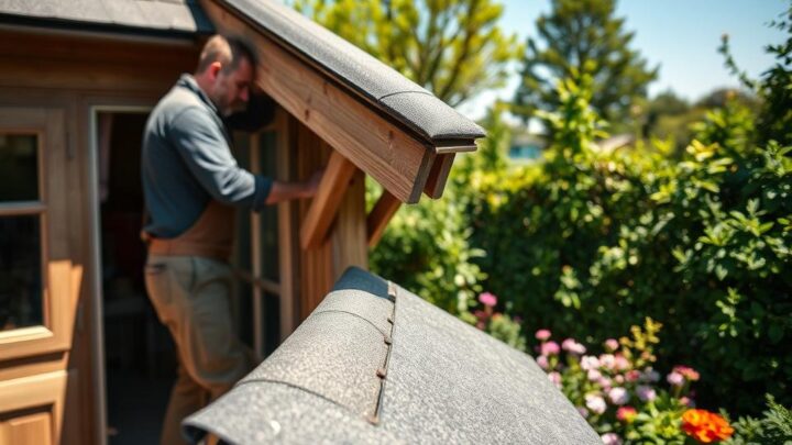 Wie man das Dach eines Eck-Gartenhaus mit Dachpappe deckt: Eine Anleitung