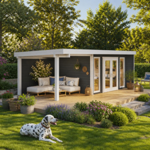 26% weniger ✓ Fichtenhaus | Holz-Gartenhaus | 6 × 4 m | Kubi Lodge 44 | Flachdach | 24 m²