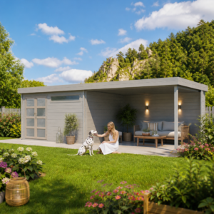 26% weniger ✓ Flachdach | Holz-Gartenhaus | 8 × 4 m | Nelo 44 C mit 400 cm A | mit Anbau | Pultdach | 32 m² Unkategorisiert online kaufen